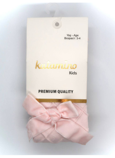Колготи Katamino для дівчат весна/осінь K32248 котон рожевий бант велюр 3-4(р)