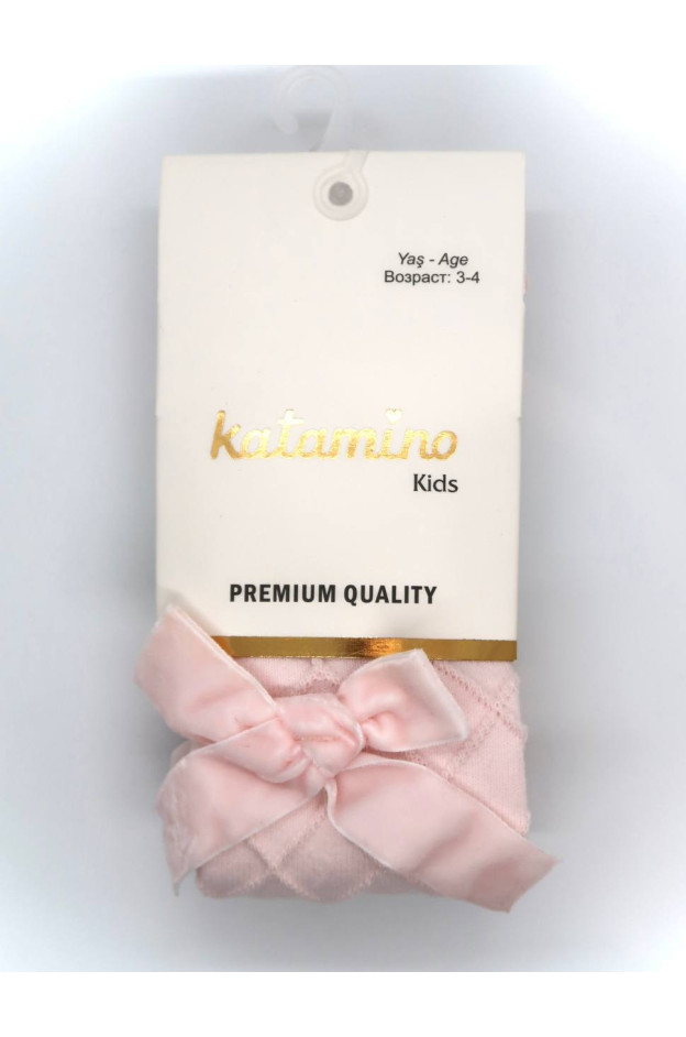 Колготи Katamino для дівчат весна/осінь K32248 котон рожевий бант велюр 3-4(р)