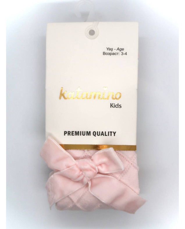 Колготи Katamino для дівчат весна/осінь K32248 котон рожевий бант велюр 3-4(р)