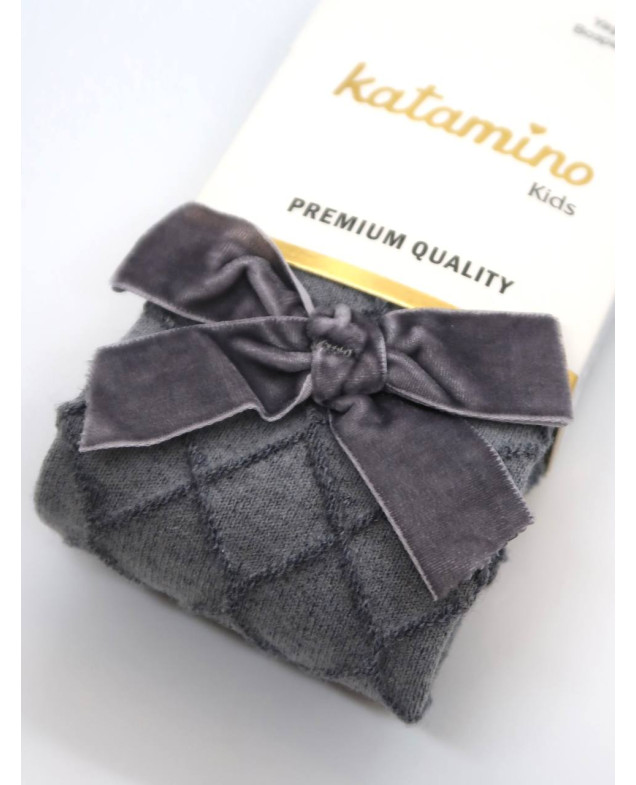 Колготи Katamino для дівчат весна/осінь K32248 котон сірий бант велюр 3-4(р)