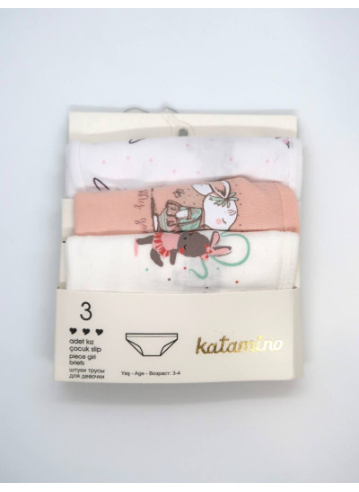 Труси Katamino для дівчат K128415 котон різнокольоровий 3 штуки зайки 1-2(р)