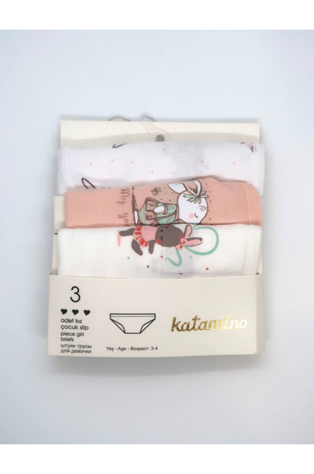 Труси Katamino для дівчат K128415 котон різнокольоровий 3 штуки зайки 1-2(р)