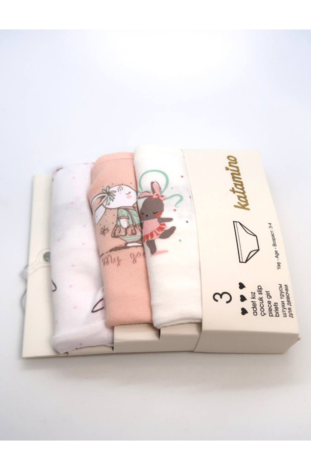 Труси Katamino для дівчат K128415 котон різнокольоровий 3 штуки зайки 1-2(р)