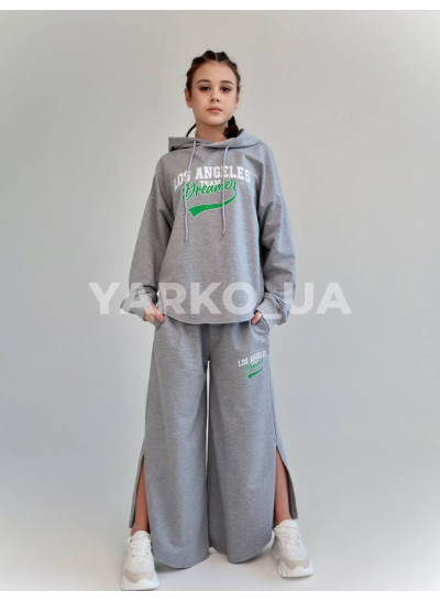 Костюм спортивний HAYKIDS для дівчат весна/осінь 2574 з котону сірий меланж Los Angeles 140(р)