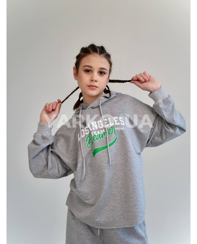 Костюм спортивний HAYKIDS для дівчат весна/осінь 2574 з котону сірий меланж Los Angeles 140(р)
