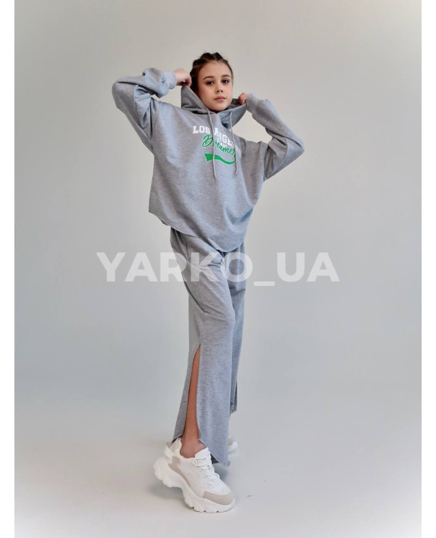Костюм спортивний HAYKIDS для дівчат весна/осінь 2574 з котону сірий меланж Los Angeles 140(р)