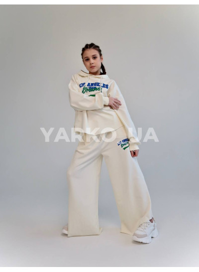Костюм спортивний HAYKIDS для дівчат весна/осінь 2574 з котону молочний Los Angeles 140(р)