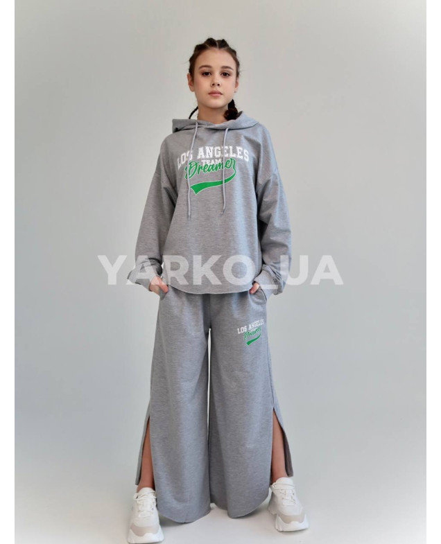 Костюм спортивний HAYKIDS для дівчат весна/осінь 2574 з котону чорний Los Angeles 140(р)