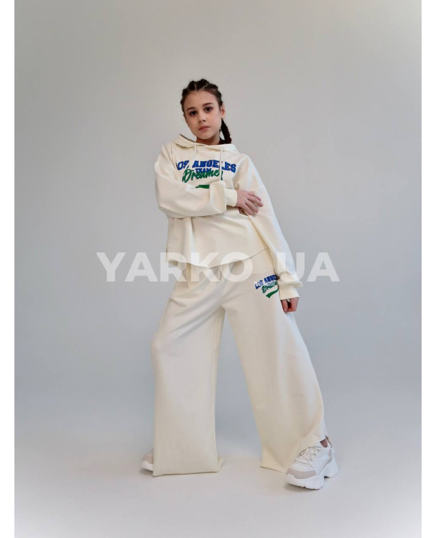Костюм спортивний HAYKIDS для дівчат весна/осінь 2574 з котону чорний Los Angeles 140(р)