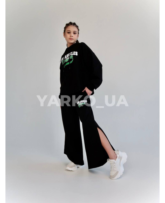 Костюм спортивний HAYKIDS для дівчат весна/осінь 2574 з котону чорний Los Angeles 140(р)