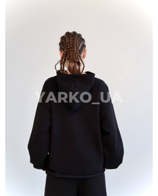 Костюм спортивний HAYKIDS для дівчат весна/осінь 2574 з котону чорний Los Angeles 140(р)