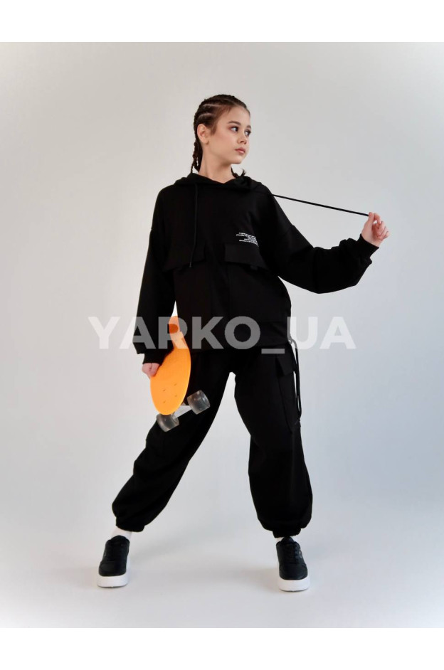 Костюм спорт HAYKIDS весна-осінь uni. 2585 котон кишені чорний 146(р) 