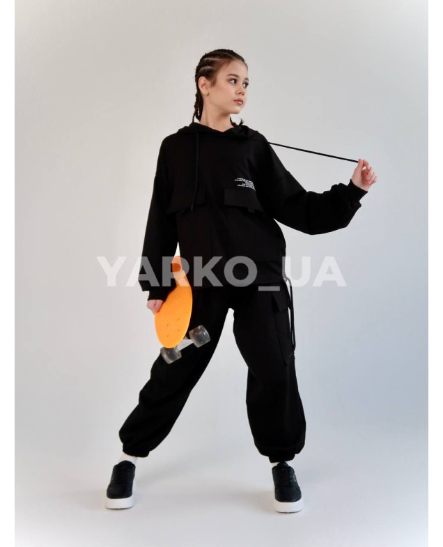 Костюм спорт HAYKIDS весна-осінь uni. 2585 котон кишені чорний 146(р) 