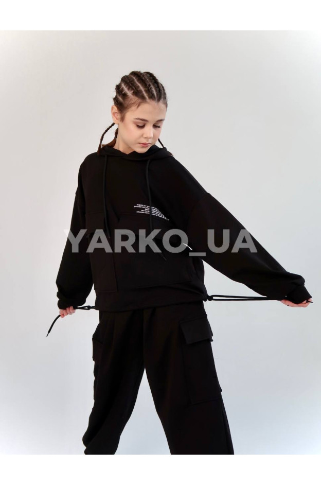 Костюм спорт HAYKIDS весна-осінь uni. 2585 котон кишені чорний 146(р) 