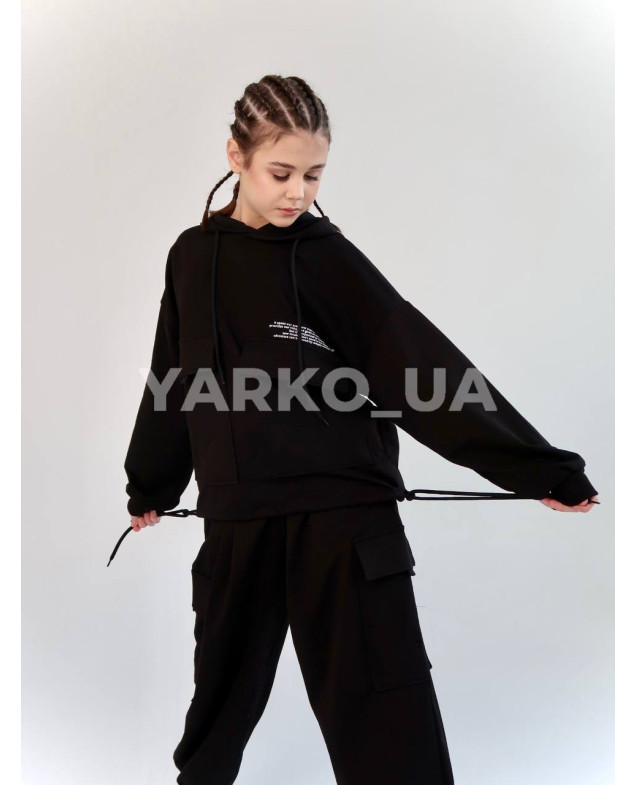 Костюм спорт HAYKIDS весна-осінь uni. 2585 котон кишені чорний 146(р) 