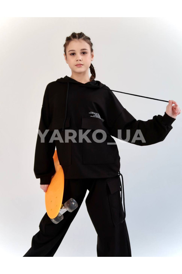 Костюм спорт HAYKIDS весна-осінь uni. 2585 котон кишені чорний 146(р) 