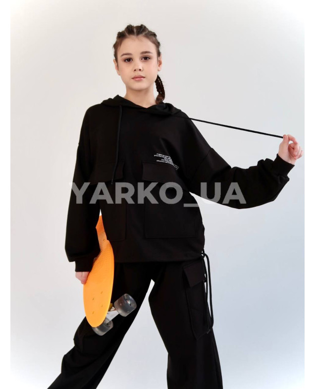 Костюм спорт HAYKIDS весна-осінь uni. 2585 котон кишені чорний 146(р) 