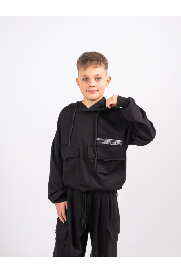 Костюм спорт HAYKIDS весна-осінь uni. 2585 котон кишені чорний 146(р) 