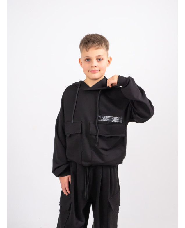 Костюм спорт HAYKIDS весна-осінь uni. 2585 котон кишені чорний 146(р) 