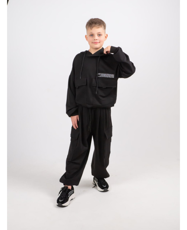Костюм спорт HAYKIDS весна-осінь uni. 2585 котон кишені чорний 146(р) 
