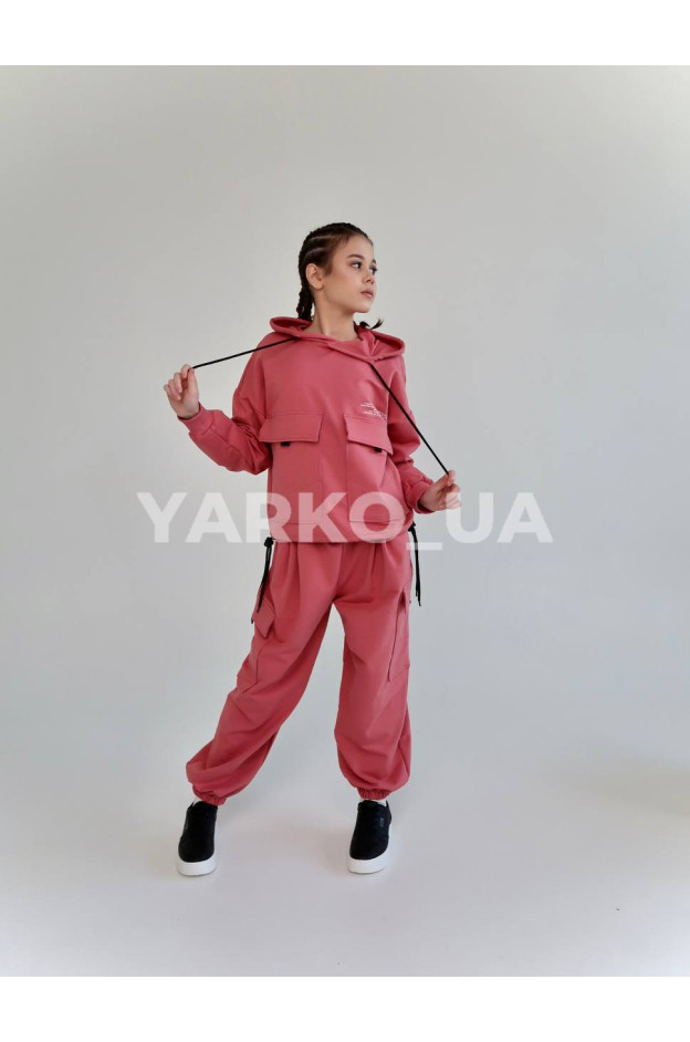 Костюм спорт HAYKIDS весна-осінь для дівчат 2585 котон кишені пудра 164(р) 