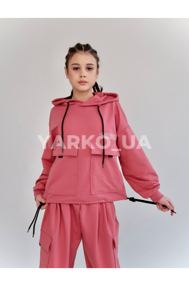 Костюм спорт HAYKIDS весна-осінь для дівчат 2585 котон кишені пудра 164(р) 