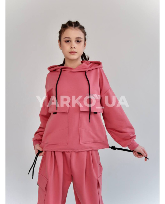 Костюм спорт HAYKIDS весна-осінь для дівчат 2585 котон кишені пудра 164(р) 