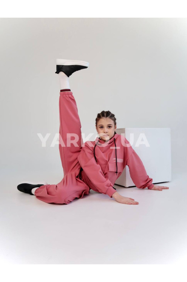 Костюм спорт HAYKIDS весна-осінь для дівчат 2585 котон кишені пудра 164(р) 
