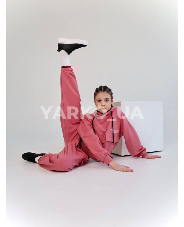 Костюм спорт HAYKIDS весна-осінь для дівчат 2585 котон кишені пудра 164(р) 