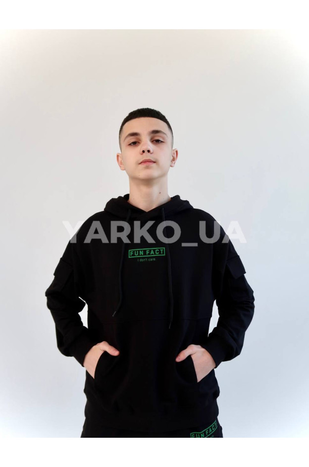 Костюм спортивний HAYKIDS uni весна/осінь 1252 з котону чорний Fun Fact 146(р)