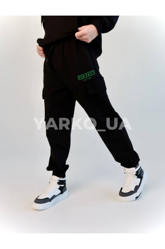 Костюм спортивний HAYKIDS uni весна/осінь 1252 з котону чорний Fun Fact 146(р)