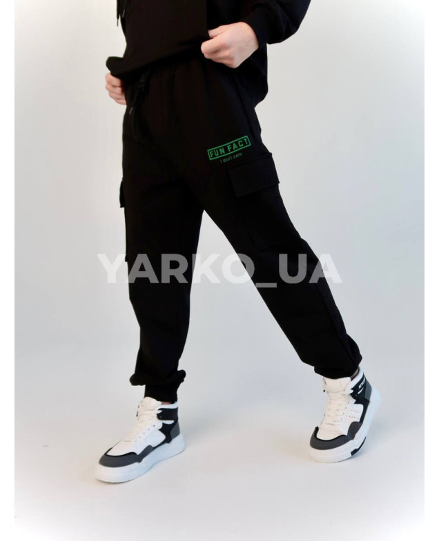 Костюм спортивний HAYKIDS uni весна/осінь 1252 з котону чорний Fun Fact 146(р)