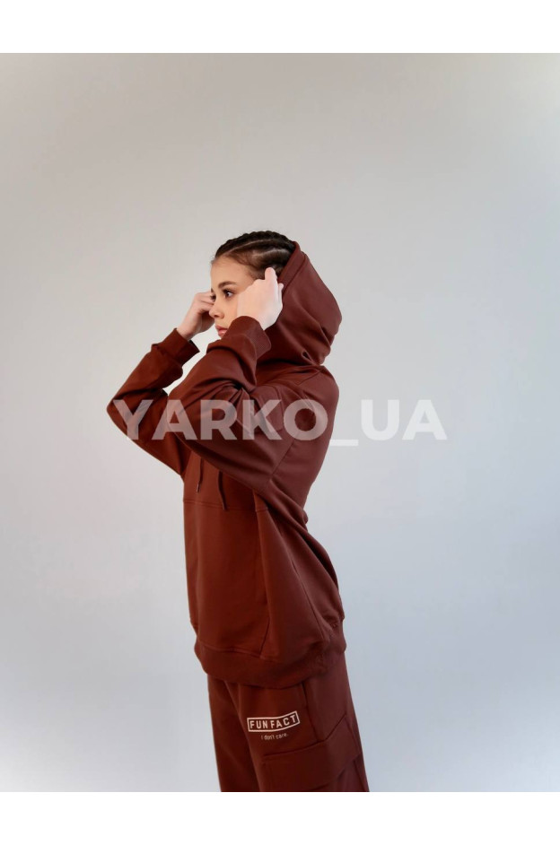 Костюм спортивний HAYKIDS uni весна/осінь 1252 з котону коричневий Fun Fact 140(р)