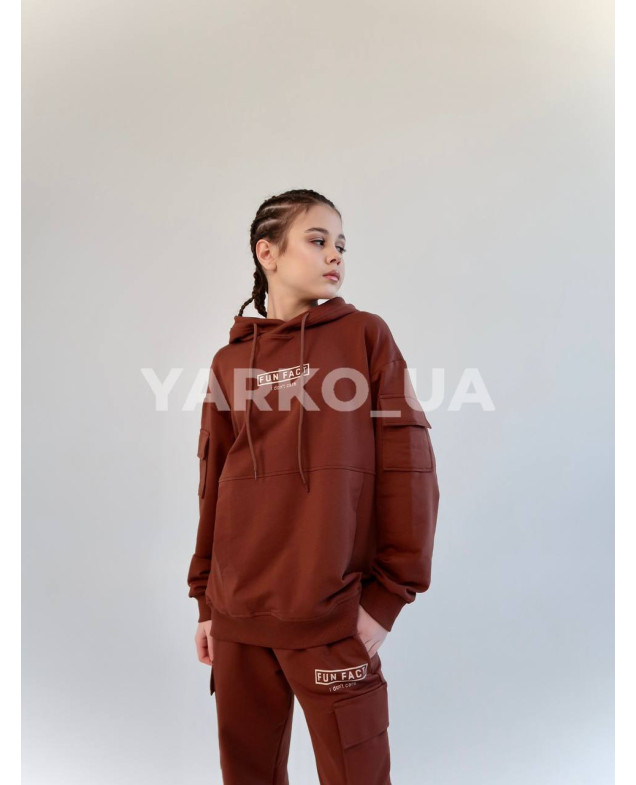 Костюм спортивний HAYKIDS uni весна/осінь 1252 з котону коричневий Fun Fact 140(р)