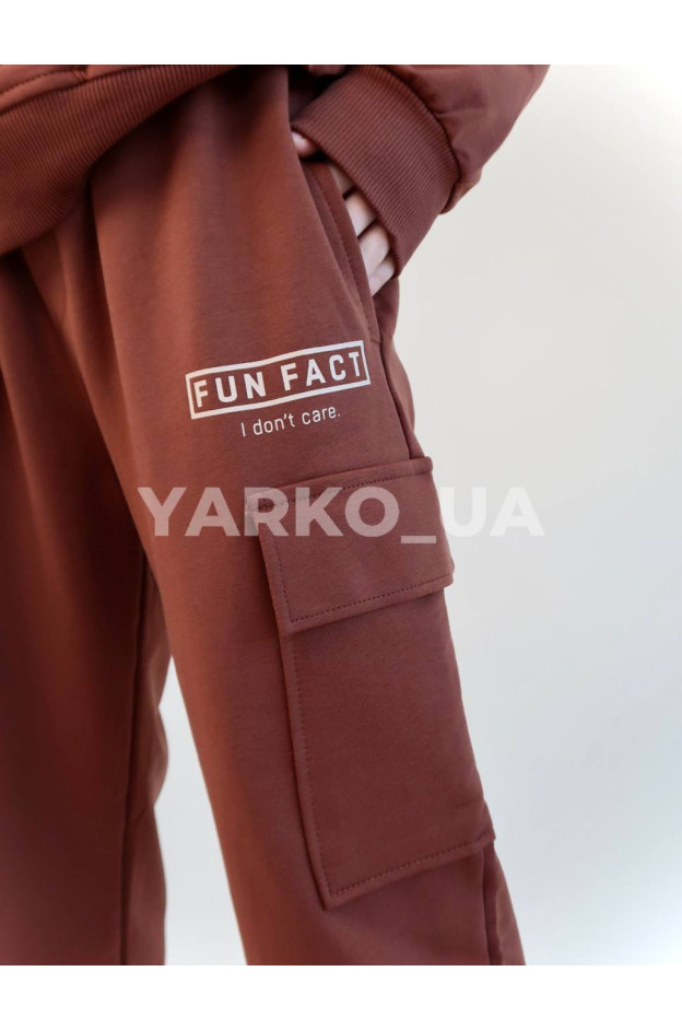 Костюм спортивний HAYKIDS uni весна/осінь 1252 з котону коричневий Fun Fact 140(р)