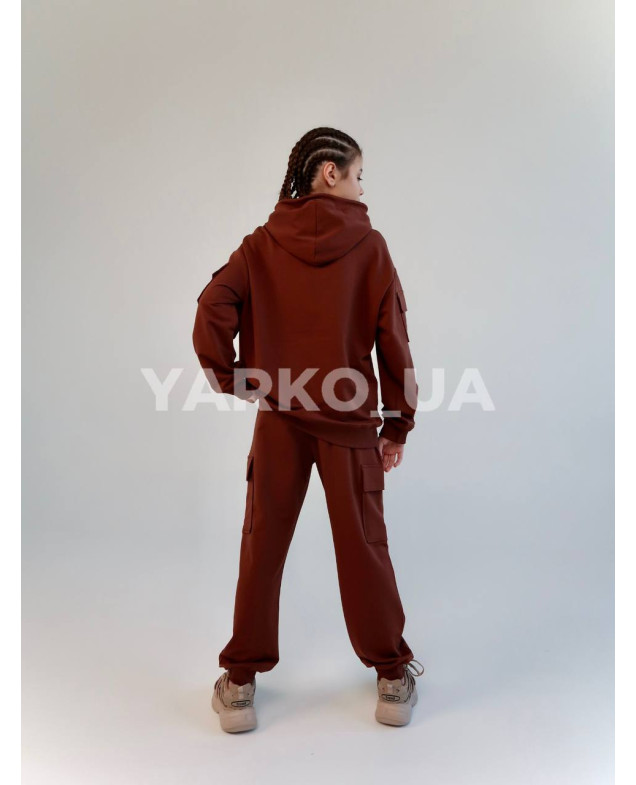 Костюм спортивний HAYKIDS uni весна/осінь 1252 з котону коричневий Fun Fact 140(р)