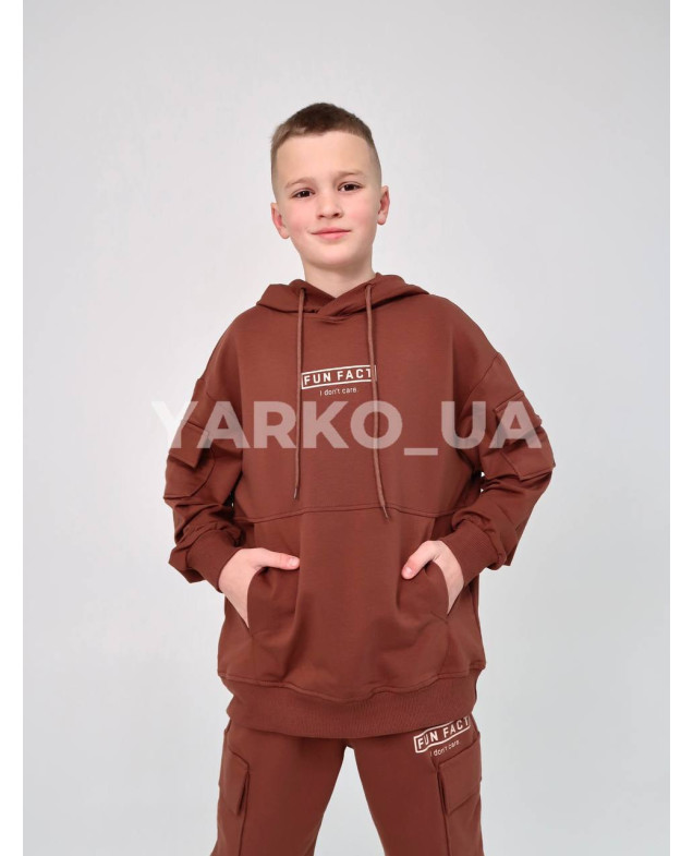 Костюм спортивний HAYKIDS uni весна/осінь 1252 з котону коричневий Fun Fact 140(р)