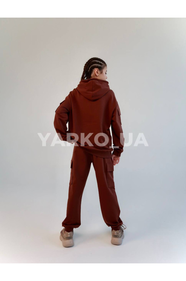 Костюм спортивний HAYKIDS uni весна/осінь 1252 з котону коричневий Fun Fact 152(р)