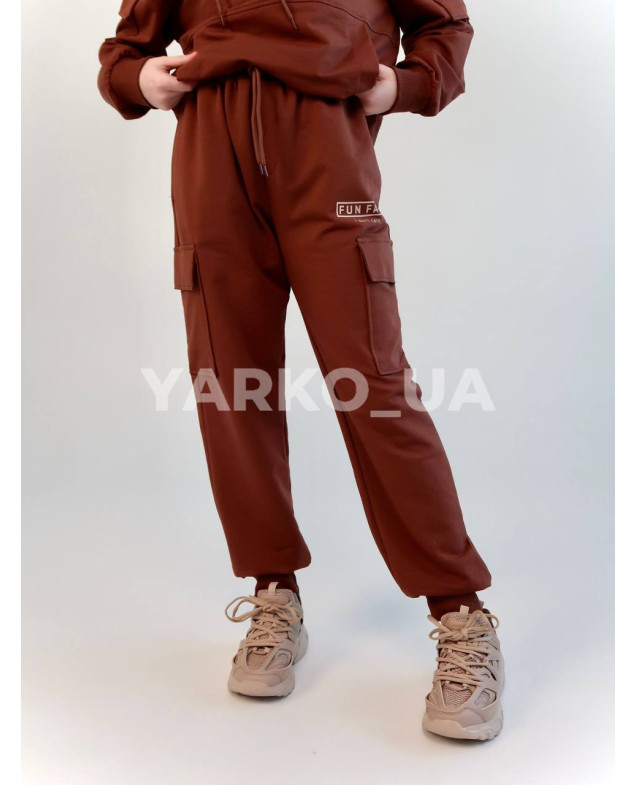 Костюм спортивний HAYKIDS uni весна/осінь 1252 з котону коричневий Fun Fact 152(р)