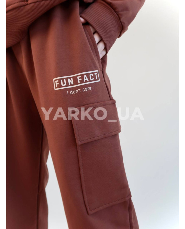 Костюм спортивний HAYKIDS uni весна/осінь 1252 з котону коричневий Fun Fact 152(р)