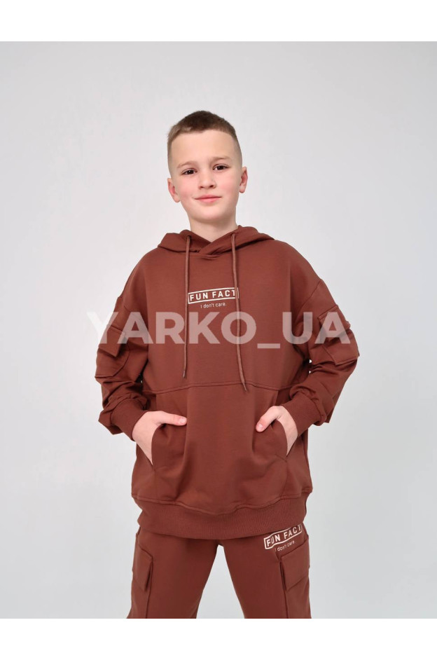 Костюм спортивний HAYKIDS uni весна/осінь 1252 з котону коричневий Fun Fact 152(р)