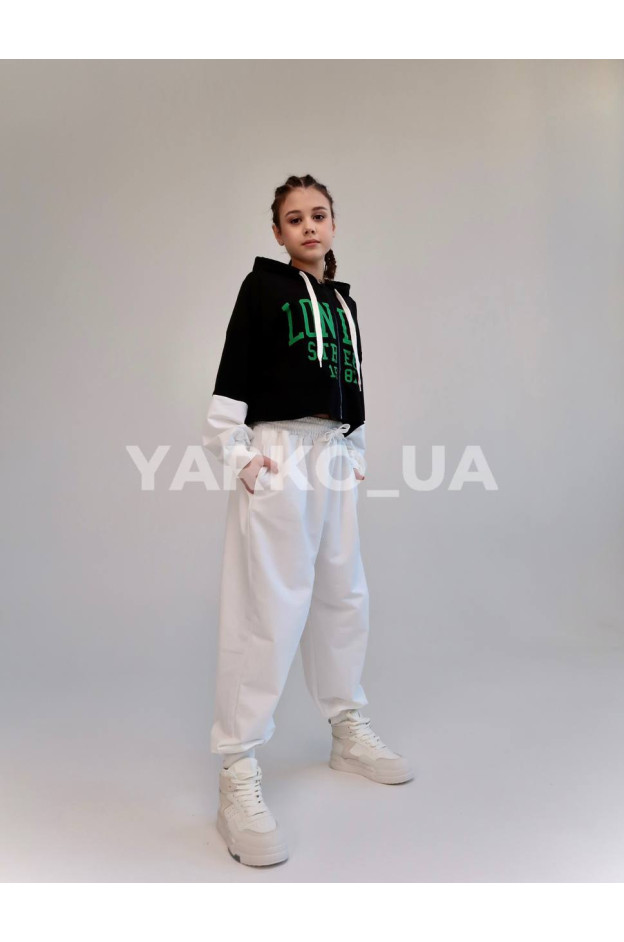 Костюм спортивний HAYKIDS для дівчат весна/осінь 2575 з котону чорний/білий London 146(р)
