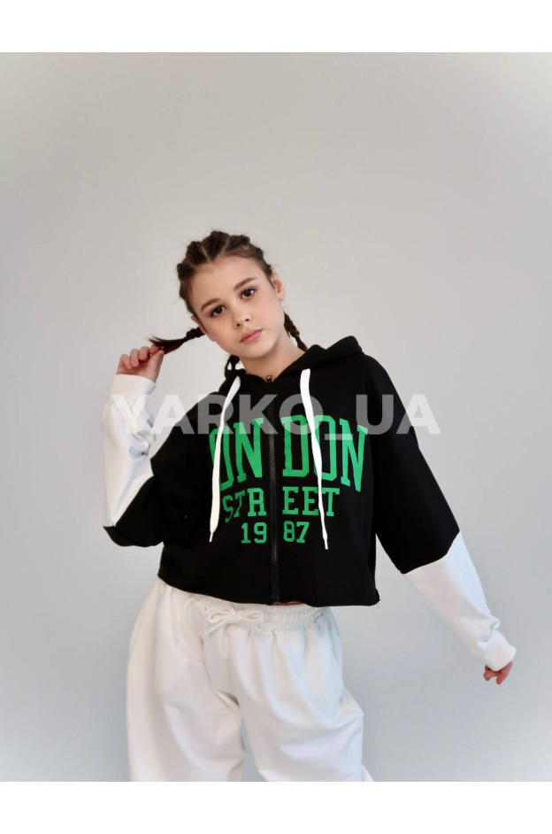 Костюм спортивний HAYKIDS для дівчат весна/осінь 2575 з котону чорний/білий London 146(р)
