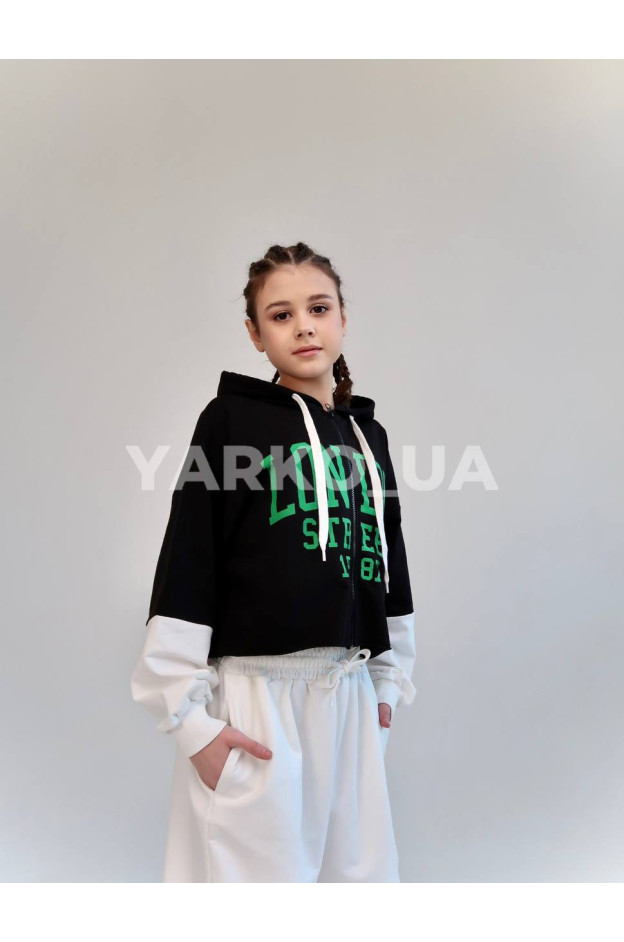 Костюм спортивний HAYKIDS для дівчат весна/осінь 2575 з котону чорний/білий London 146(р)