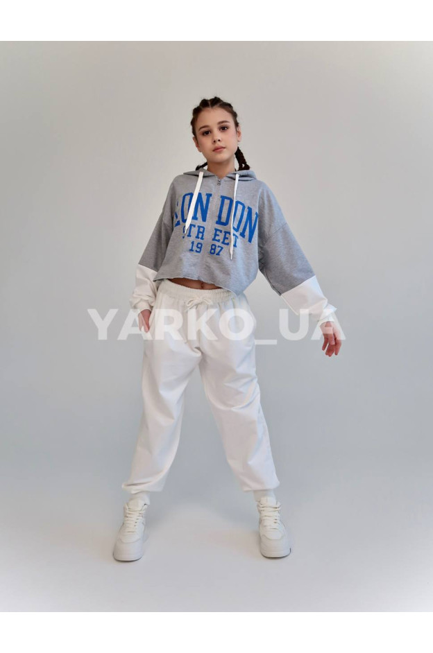 Костюм спортивний HAYKIDS для дівчат весна/осінь 2575 з котону чорний/білий London 146(р)