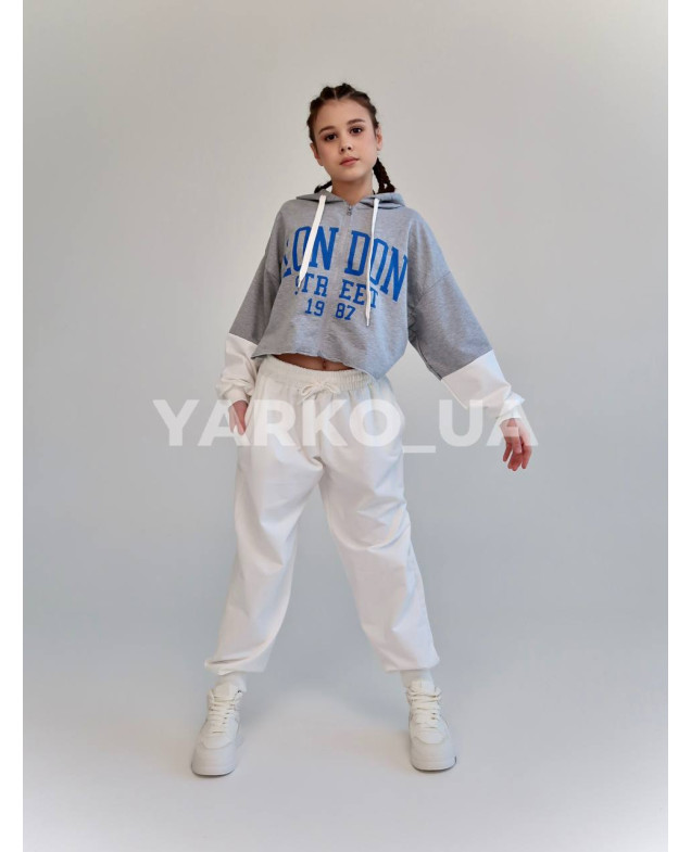 Костюм спортивний HAYKIDS для дівчат весна/осінь 2575 з котону чорний/білий London 146(р)