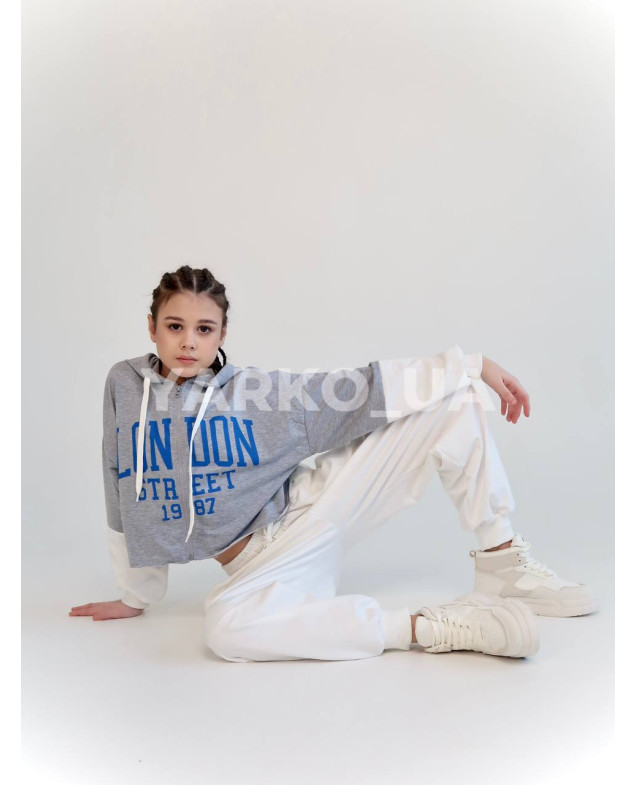 Костюм спортивний HAYKIDS для дівчат весна/осінь 2575 з котону чорний/білий London 146(р)