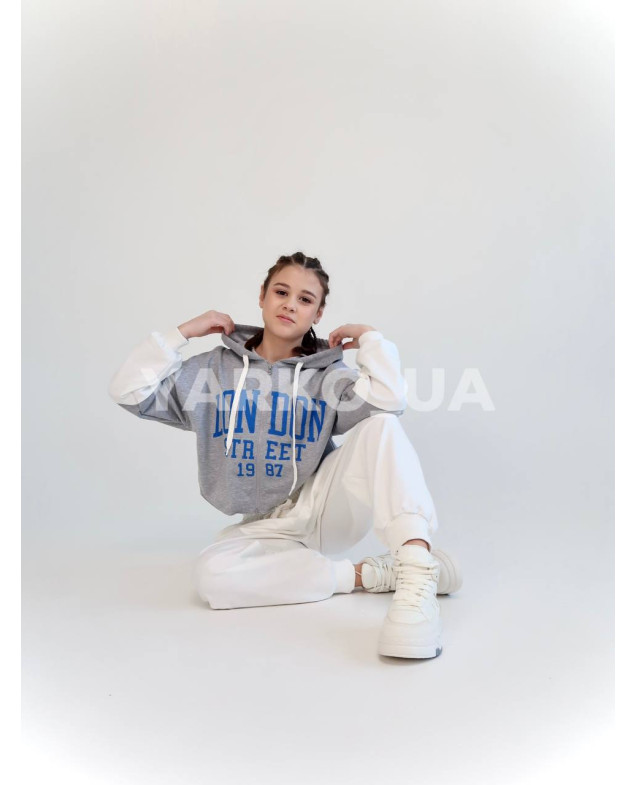 Костюм спортивний HAYKIDS для дівчат весна/осінь 2575 з котону сірий/білий London 152(р)