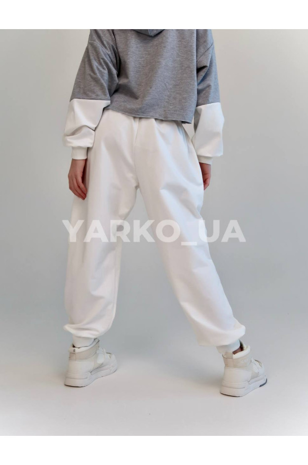 Костюм спортивний HAYKIDS для дівчат весна/осінь 2575 з котону сірий/білий London 152(р)