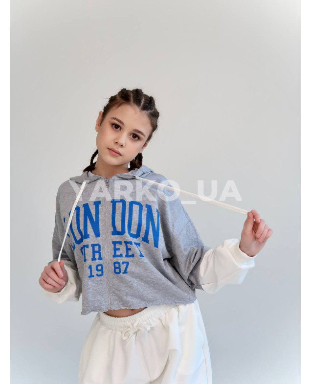 Костюм спортивний HAYKIDS для дівчат весна/осінь 2575 з котону сірий/білий London 152(р)